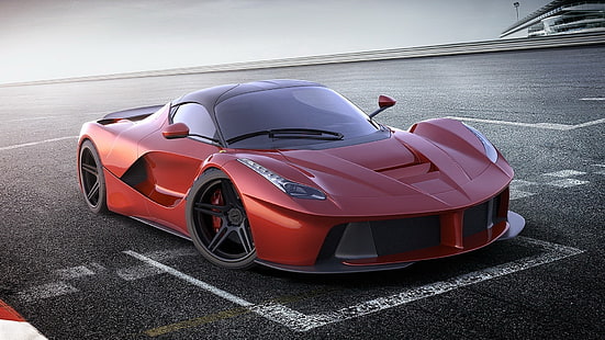 червен луксозен автомобил, Ferrari LaFerrari, Ferrari, автомобил, превозно средство, червени автомобили, HD тапет HD wallpaper