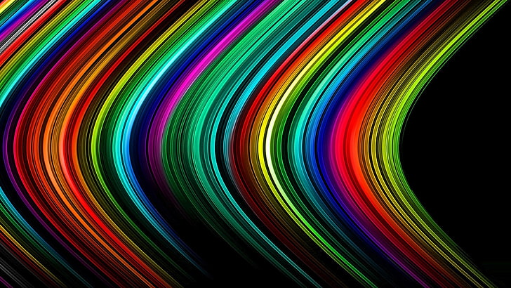 توضيح أضواء متعددة الألوان ، فن رقمي ، نمط ، خطوط ، ملونة، خلفية HD