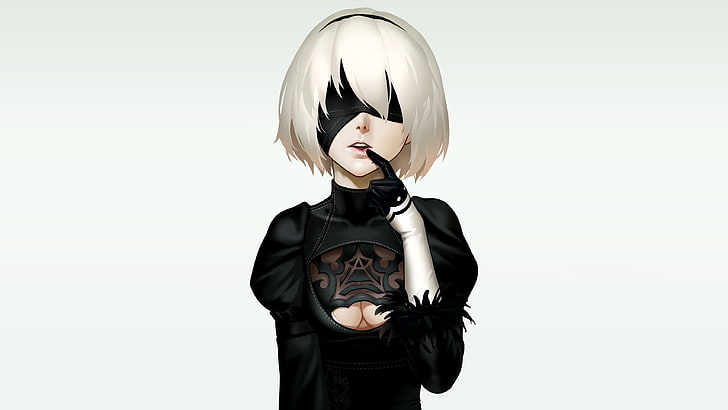 nier: automata, yorha no.2 type b, eyepatch, short hair, anime style, Anime, HD wallpaper
