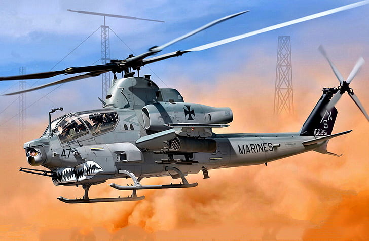 Military Helicopters, Bell AH-1Z Viper, Aircraft, Artistic, Attack Helicopter, Helicopter, HD wallpaper
