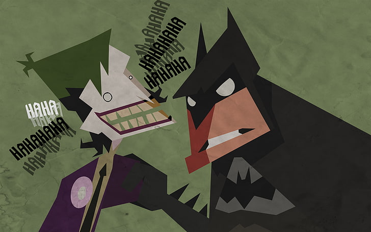 Batman and Joker wallpaper, Batman, Joker, figure, laughter, HD wallpaper