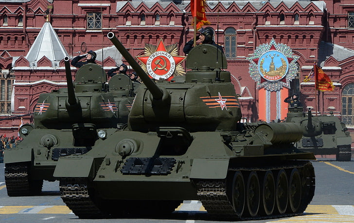 papel de parede de tanque cinza, tanque, quadrado vermelho, soviético, média, T-34-85, HD papel de parede