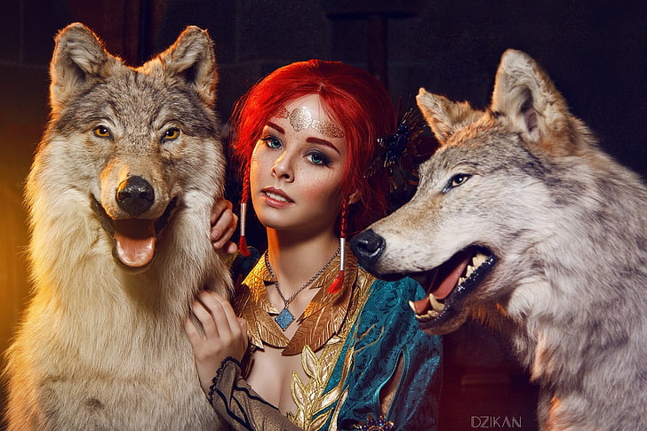 cosplay, Helly von Valentine, The Witcher, Triss Merigold, mulheres, modelo, lobo, Disharmonica, HD papel de parede