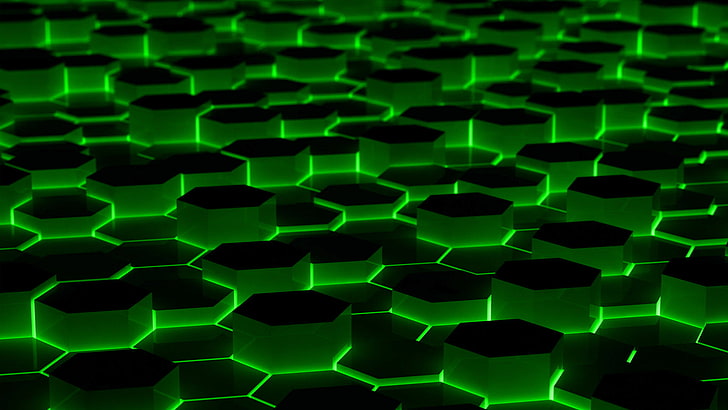 abstract, Green, hexagons, HD wallpaper