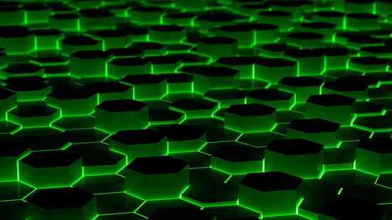 abstrato, verde, hexágonos, HD papel de parede HD wallpaper