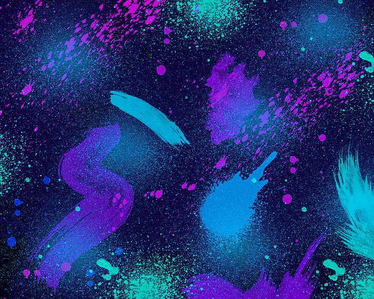 ungu, teal, dan cat biru wallpaper digital, abstrak, desain grafis, vektor, Wallpaper HD