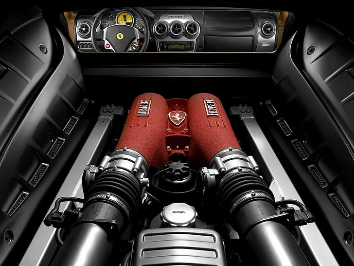 フェラーリF430エンジンHD、車、フェラーリ、エンジン、f430、 HDデスクトップの壁紙