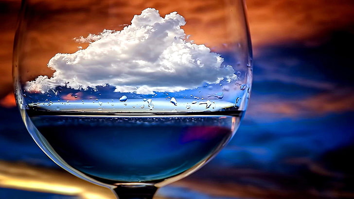 eau, verre, ciel, art fantastique, verre à vin, art numérique, imagination, boisson, mystique, mystique, nuage, liquide, humeur, tempête, Fond d'écran HD