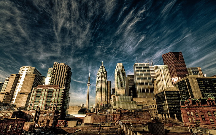 cityscape, kota, bangunan, HDR, langit, Toronto, Ontario, Kanada, Wallpaper HD