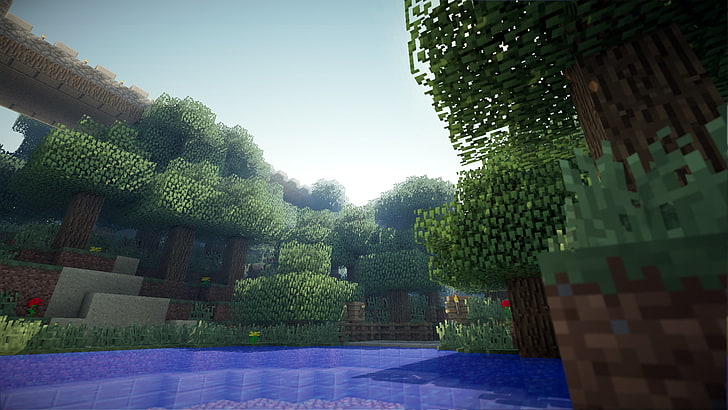 Minecraft, albero a foglie verdi, senza titolo, Minecraft, Sfondo HD