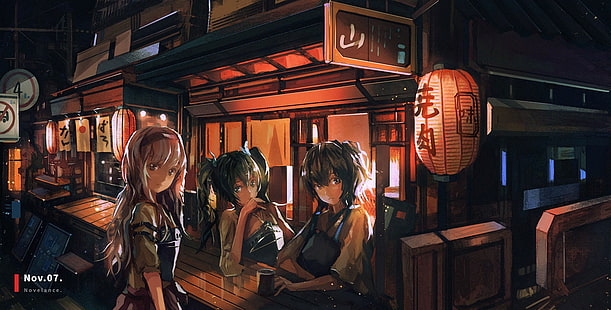 Kantai Collection, bar, anime girls, Kaga (KanColle), Shoukaku (KanColle), Zuikaku (KanColle), HD wallpaper HD wallpaper