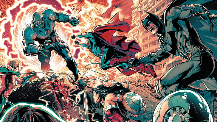 Comics, Justice League, Aquaman, Batman, DC-Comics, Darkseid (DC-Comics), Flash, Superman, Wonder Woman, HD-Hintergrundbild
