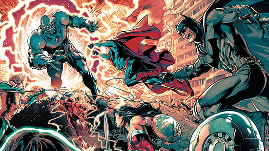 Комикси, Лига на справедливостта, Aquaman, Batman, DC Comics, Darkseid (DC Comics), Flash, Superman, Wonder Woman, HD тапет HD wallpaper