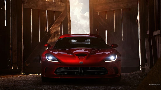 roter Sportwagen, Dodge Viper, Dodge, rote Autos, Fahrzeug, Auto, Scheune, HD-Hintergrundbild HD wallpaper