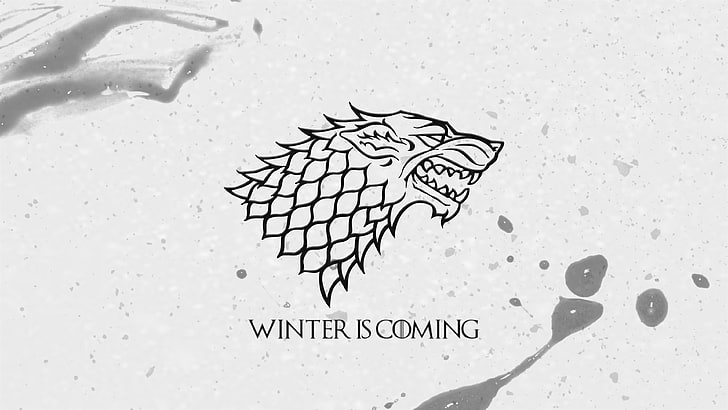 Der Winter kommt Logo, Game of Thrones, Ein Lied von Eis und Feuer, Jon Snow, House Stark, Der Winter kommt, Blut, HD-Hintergrundbild