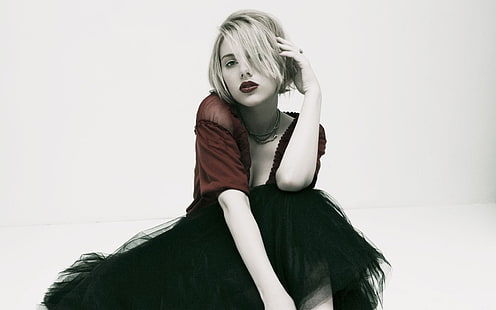 women, Scarlett Johansson, actress, red lipstick, celebrity, HD wallpaper HD wallpaper
