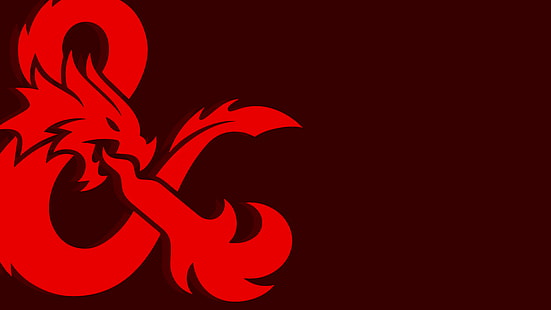 Подземия и дракони, дракон, червен, амперсанд, HD тапет HD wallpaper