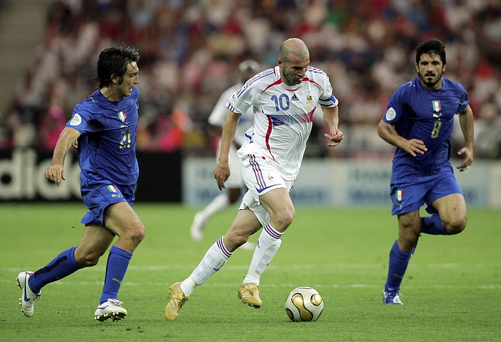 kaos sepak bola putih pria, Perancis, Olahraga, Sepak Bola, Italia, Legenda, Zinedine Zidane, Zizou, Final, Piala Dunia 2006, Piala Dunia 2006, Wallpaper HD