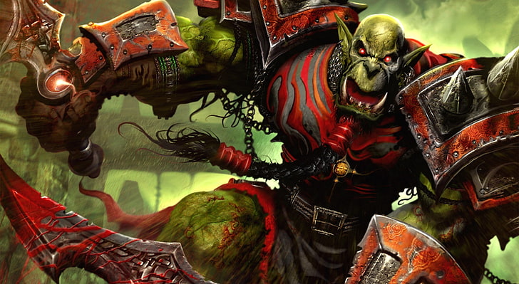 World Of Warcraft Trading Card Game, red and black orc character, Games, World Of Warcraft, Game, wow, wow tcg, trading card game, world of warcraft trading card game, wow art, wow tcg art, HD wallpaper