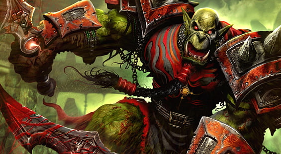 World Of Warcraft Trading Card Game, czerwono-czarna postać orka, gry, World Of Warcraft, gra, wow, wow tcg, kolekcjonerska gra karciana, kolekcjonerska gra karciana World of Warcraft, wow art, wow tcg art, Tapety HD HD wallpaper