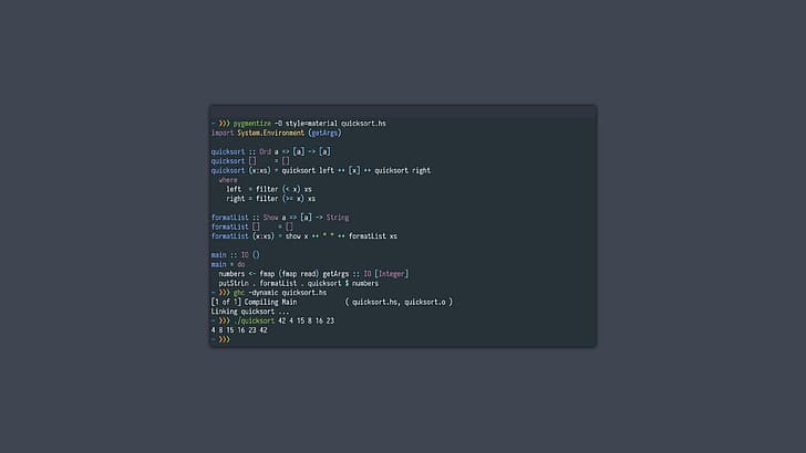 linguagem de programação, código, programação, minimalismo, destaque de sintaxe, Haskell (linguagem de programação), HD papel de parede