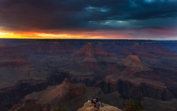 tavolo rettangolare in vetro marrone incorniciato in legno, paesaggio, natura, Grand Canyon, USA, cielo, nuvole, roccia, luce solare, Sfondo HD