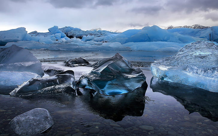лед, исландия, HD обои