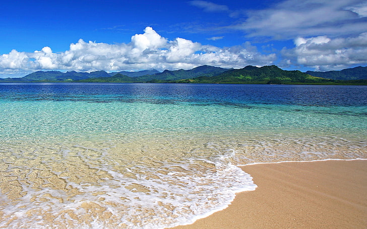 weiße und blaue Meereswellen, Wasser, rein, Strand, Meer, HD-Hintergrundbild