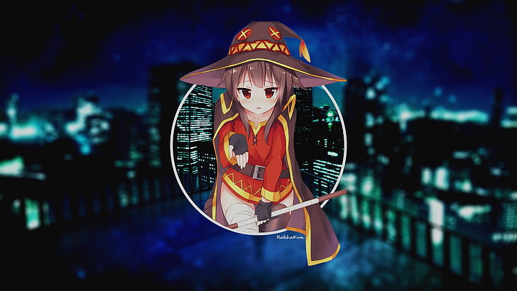 Anime, Anime Mädchen, Kono Subarashii Sekai ni Shukufuku wo !, Megumin, Hut, Hexe, Stadt, HD-Hintergrundbild
