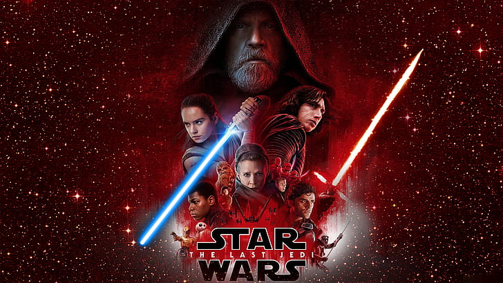 Princesa Leia, Guerra nas Estrelas: Os Últimos Jedi, Luke Skywalker, sabre de luz, Kylo Ren, Rey (de Guerra nas Estrelas), HD papel de parede