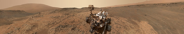 czarno-szara zabawka-robot, kosmos, Mars, łazik, pustynia, brązowy, robot, NASA, kamień, planeta, Tapety HD