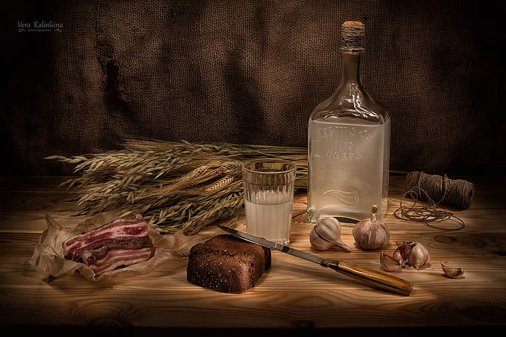 botol, spikelet, roti, benda mati, bawang putih, lemak, nonsen, Wallpaper HD