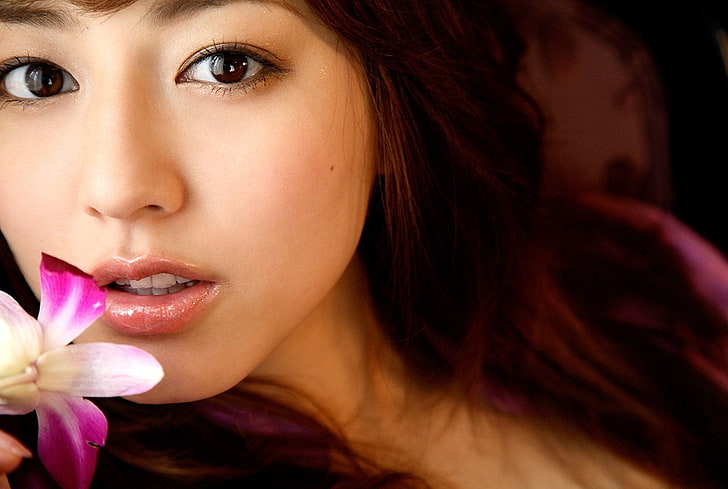 women's pink lipstick, Models, Yumi Sugimoto, HD wallpaper