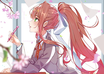 Videospiel, Doki Doki Literature Club !, Monika (Doki Doki Literature Club!), HD-Hintergrundbild HD wallpaper