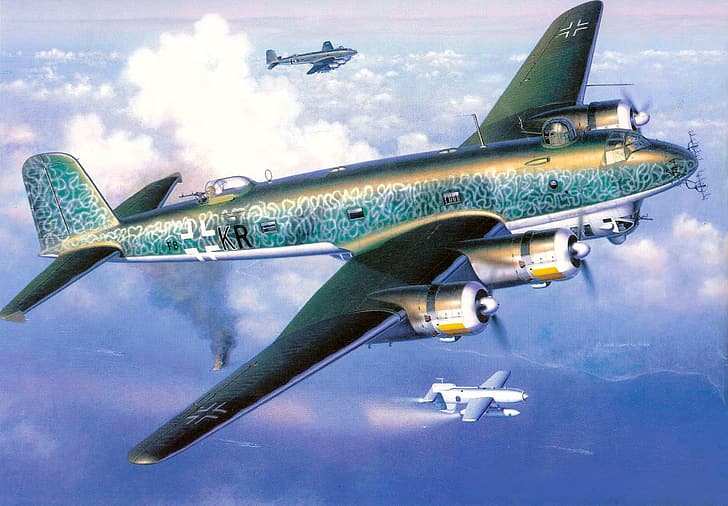 World War II, war, Luftwaffe, Germany, aircraft, airplane, atlantic ocean, Bomber, military, Focke-Wulf 200 Condor, HD wallpaper