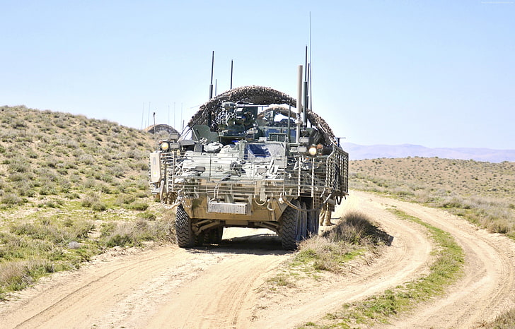 armored fighting vehicles, U.S. Army, IAV Stryker, desert, ICV, M1126, HD wallpaper