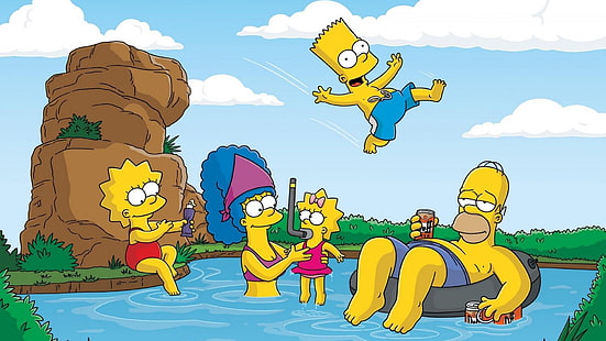 Fondo de pantalla de Los Simpson, Los Simpson, Lisa Simpson, Bart Simpson, Homer Simpson, Maggie Simpson, Marge Simpson, Fondo de pantalla HD HD wallpaper