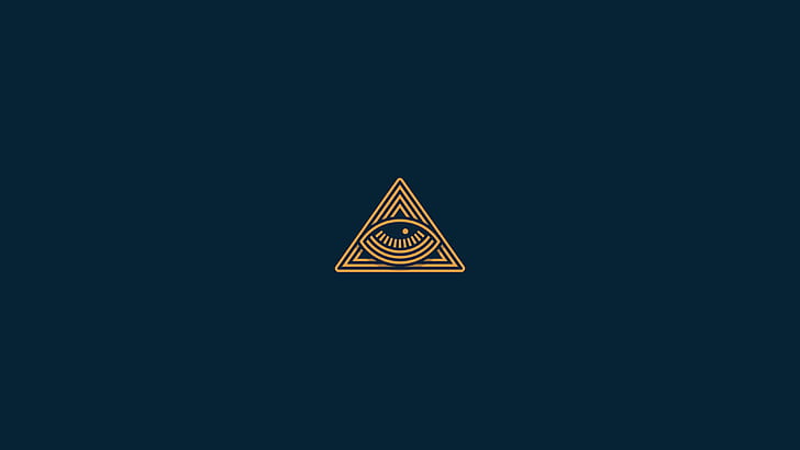 Illuminati, semua mata yang melihat, latar belakang biru, piramida, desain grafis, Wallpaper HD