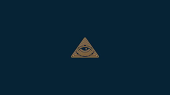 Illuminati, o olho que tudo vê, fundo azul, pirâmide, design gráfico, HD papel de parede HD wallpaper