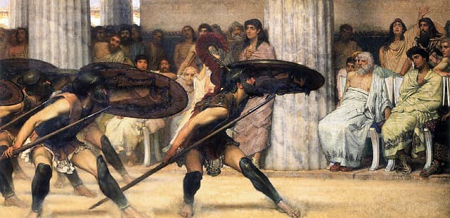 A Pyrrhic Dance, Lawrence Alma-Tadema, lukisan, seni klasik, Wallpaper HD HD wallpaper