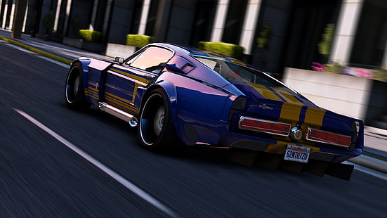 strada, velocità, Mustang, auto, Grand Theft Auto V, Rockstar Games, GTA V., Sfondo HD HD wallpaper
