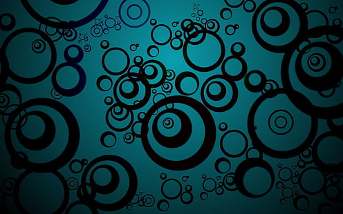 Lingkaran Hitam, panel polka dot hijau dan hitam, lingkaran, hitam, biru, desktop, Wallpaper HD HD wallpaper