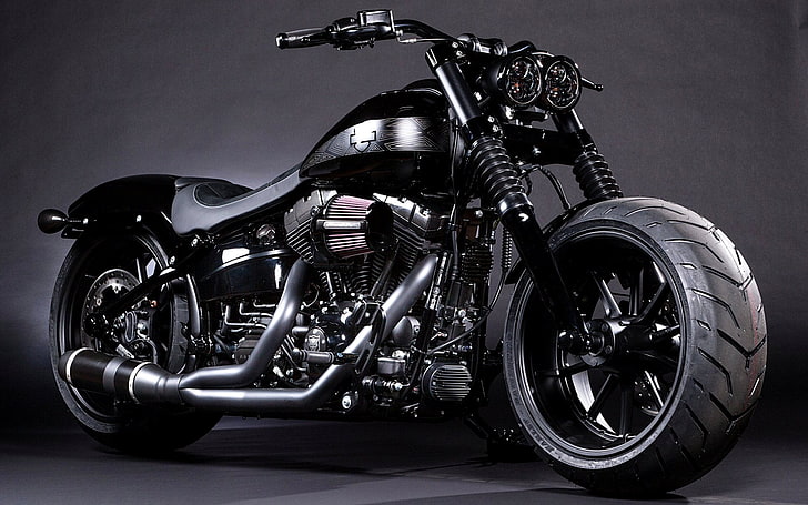 Black Panther Breakout Softail, motocicleta Harley-Davidson cruiser negra, motocicletas, Harley Davidson, Fondo de pantalla HD
