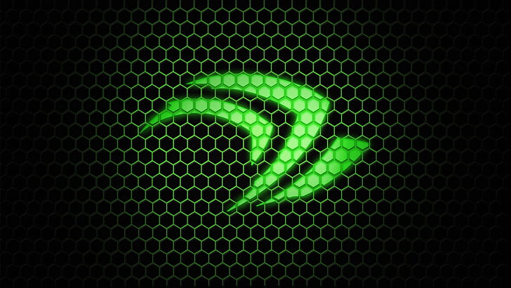 Grünes Nvidia-Logo, Hexagonhintergrund, grünes Logo, Grün, Nvidia, Logo, Hexagon, Hintergrund, HD-Hintergrundbild