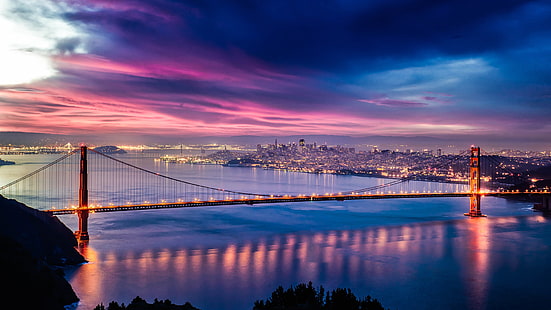 bulutlar, gece, San Francisco, ışıklar, HD masaüstü duvar kağıdı HD wallpaper