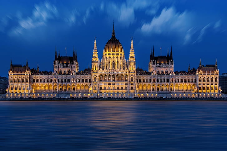 Monuments, Hungarian Parliament Building, Night, HD wallpaper