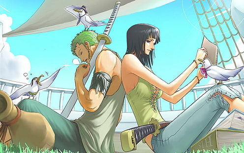 One Piece, Nico Robin, Roronoa Zoro, HD wallpaper HD wallpaper