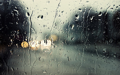 Wassertropfen, Regen, Glas, Bokeh, Wassertropfen, Wasser auf Glas, HD-Hintergrundbild HD wallpaper