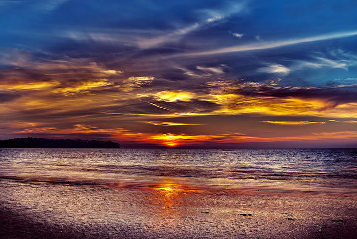 Thailand sea, Thailand, Sunset, Sea, HD wallpaper