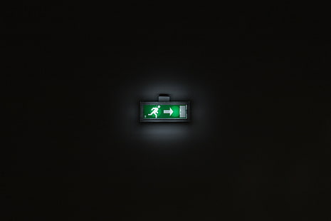 выход, указатель, знак, подсветка, темно, HD обои HD wallpaper
